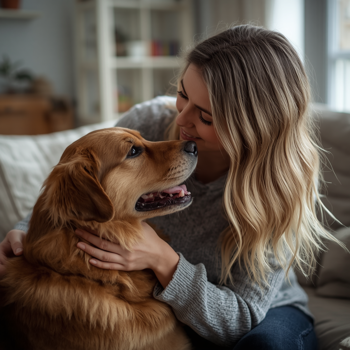 Sana, founder of PawPicks, with her golden retriever Teddy